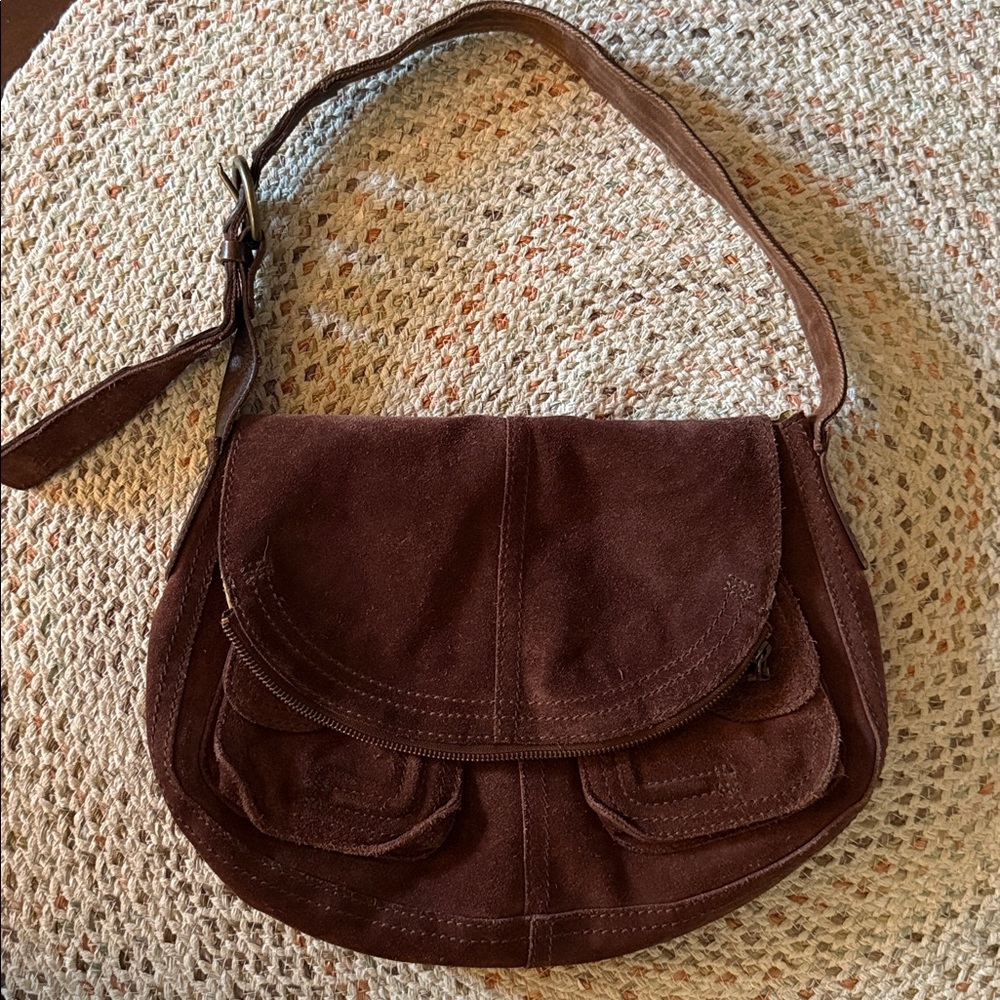 Vintage Lucky Brand Suede Foldover Stash Bag